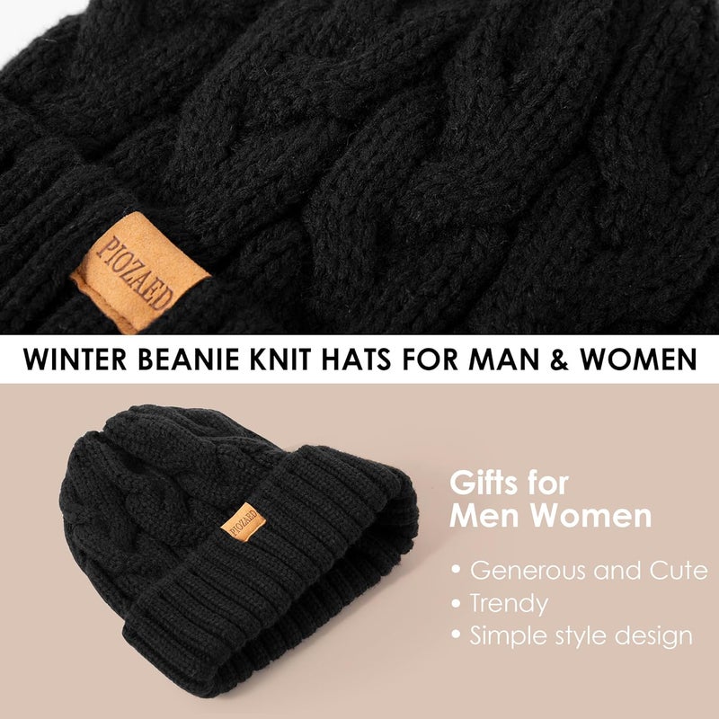 PIOZAED Womens Winter Knitted Beanie Hat Knit Warm Skull Cap Skull Cap Beanie for Women 2 Packs - Image 5